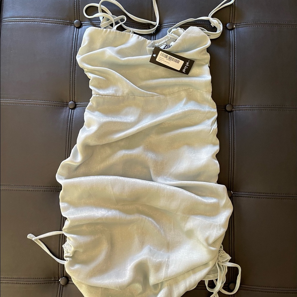 NWT Nasty Gal satin sage mini dress